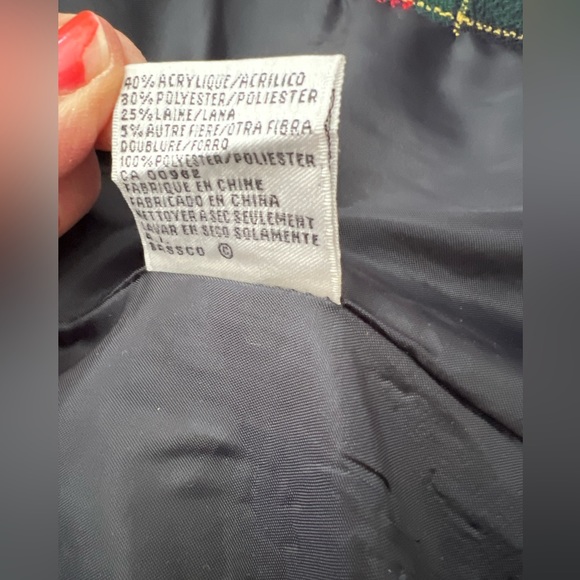 LE SUIT Vintage Collarless Tweed Jacket Black Red Green Gold SZ 8 EUC - Picture 11 of 11